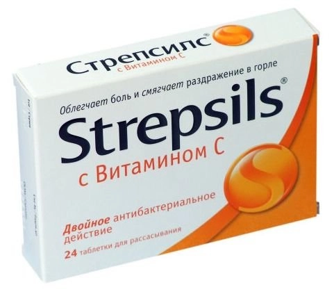 Стрепсилс с витамином С со вкусом апельсина Таблетки 1.2 мг 24 шт.