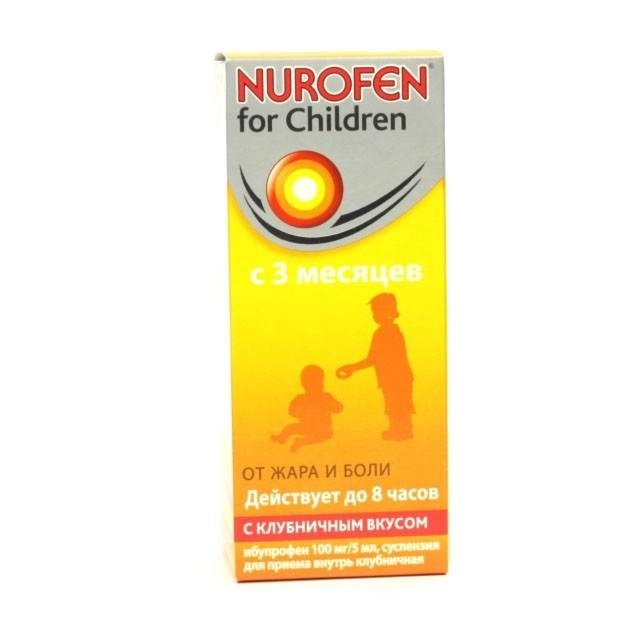 Нурофен для детей со вкусом клубники Суспензия 100мг/5мл 100мл 1 шт.