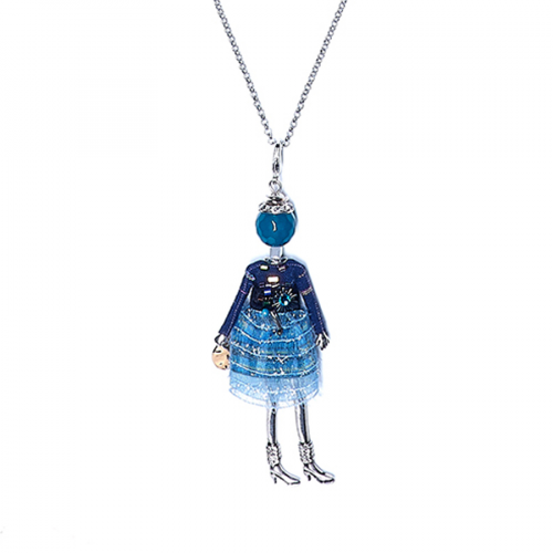 LA NATURE Подвеска Кукла Ванесса в синей юбке, серебро Mo-0458
